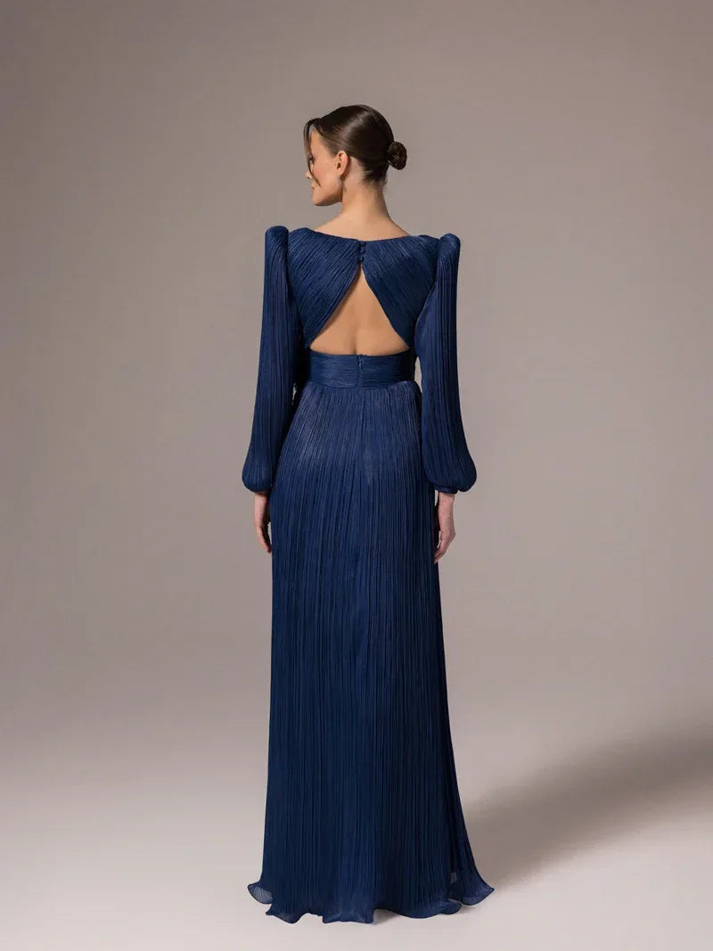 25002-Çiçek Tasarımlya V Yaka Kloş Elbise - Kenzel