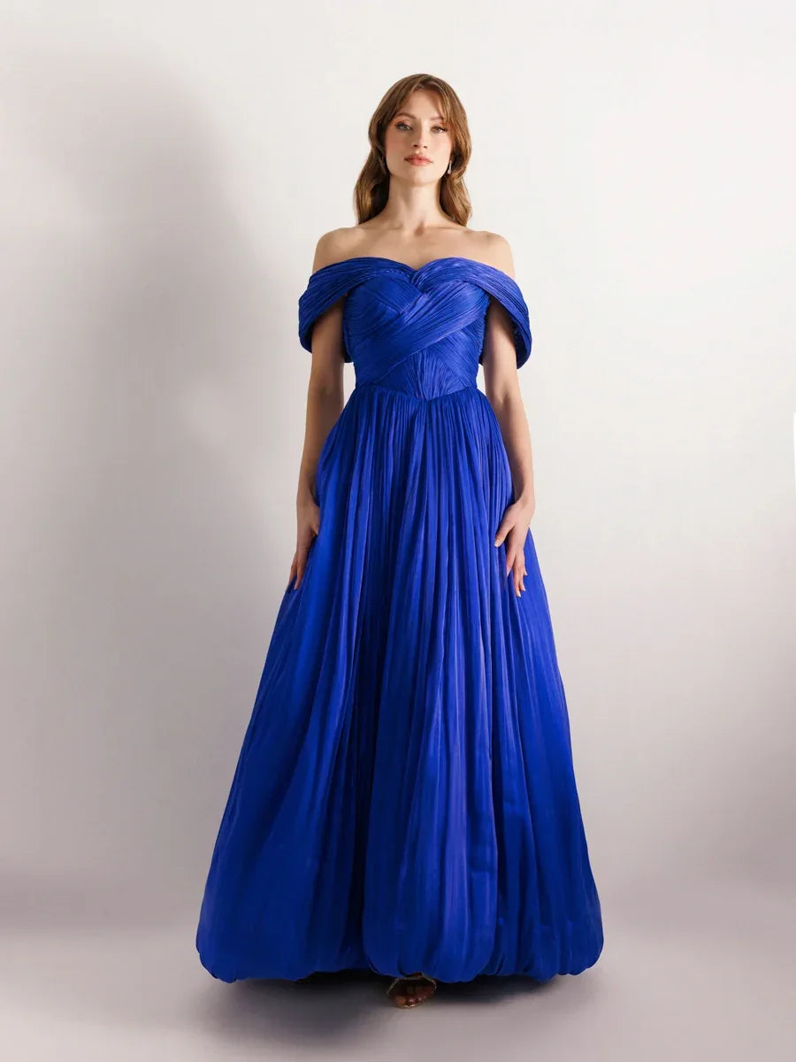 25003-Detaylı Korse Görünümlü Pliseli Kabarık Elbise - Kenzel