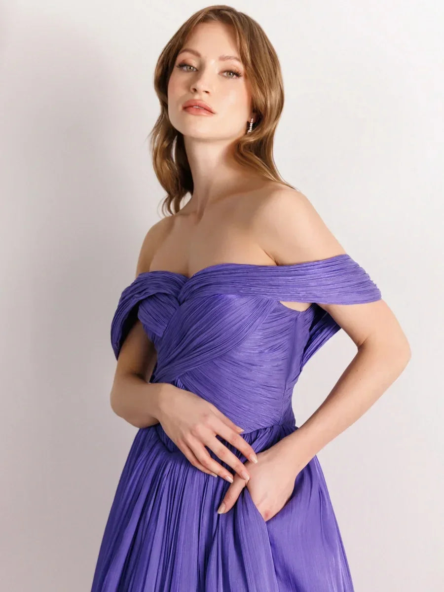 25003-Detaylı Korse Görünümlü Pliseli Kabarık Elbise - Kenzel