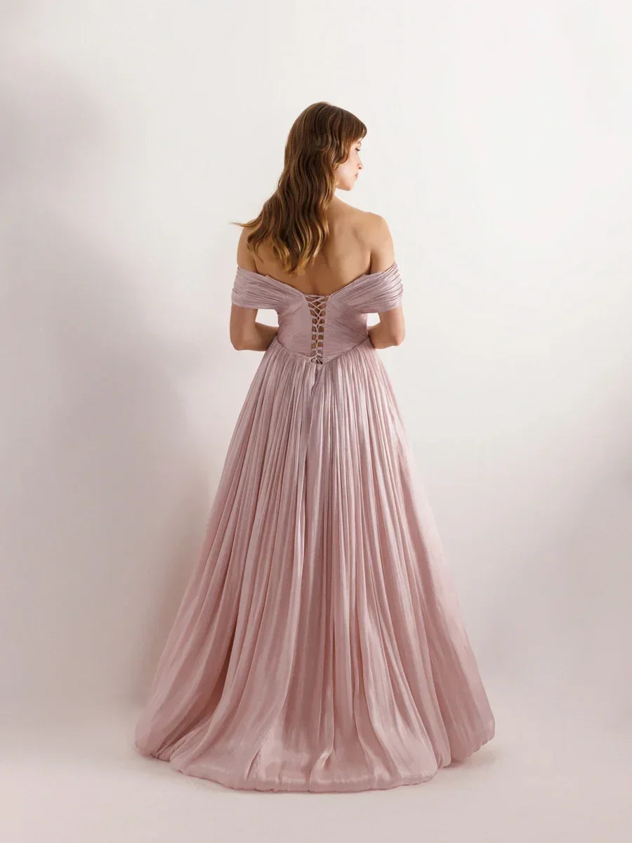 25003-Detaylı Korse Görünümlü Pliseli Kabarık Elbise - Kenzel