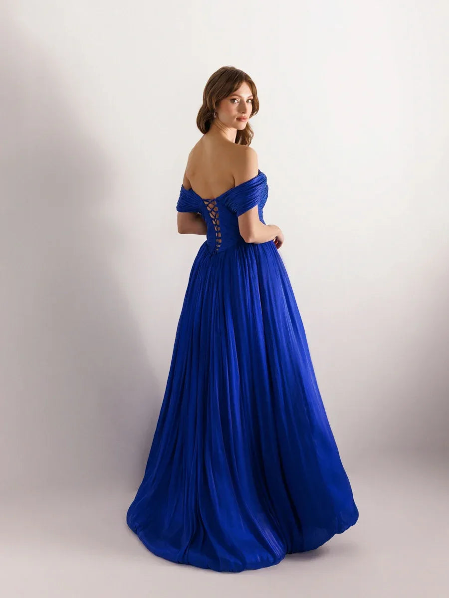 25003-Detaylı Korse Görünümlü Pliseli Kabarık Elbise - Kenzel