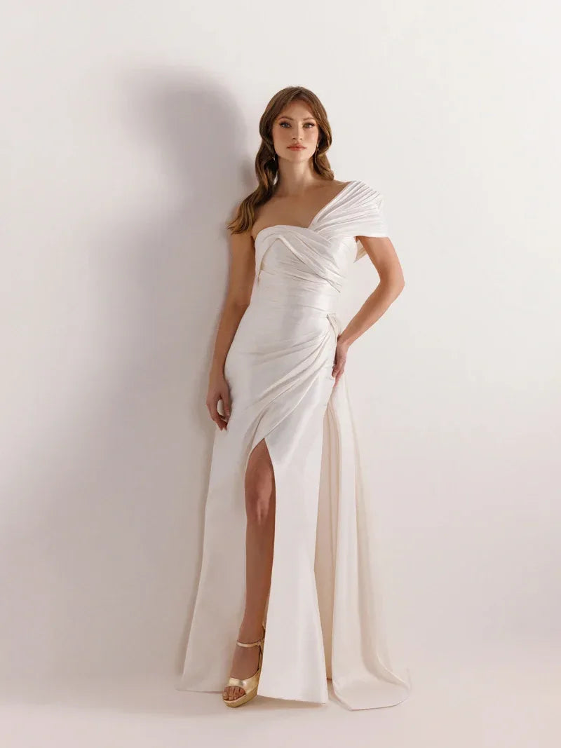 A25021-Straplez Yırtmaçlı Balık Abiye Elbise - Kenzel