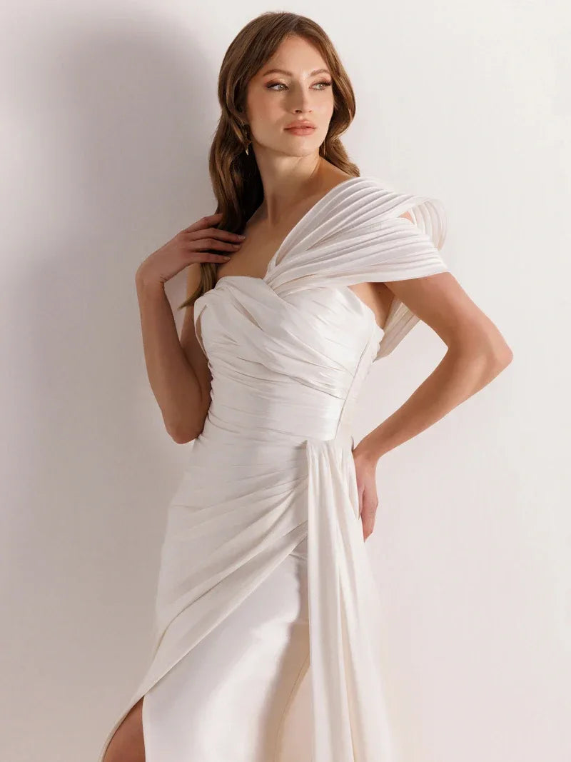 A25021-Straplez Yırtmaçlı Balık Abiye Elbise - Kenzel