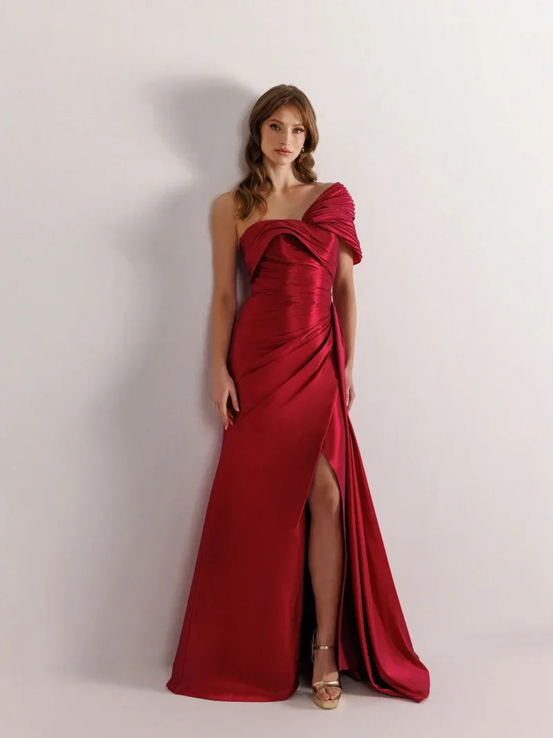 A25021-Straplez Yırtmaçlı Balık Abiye Elbise - Kenzel