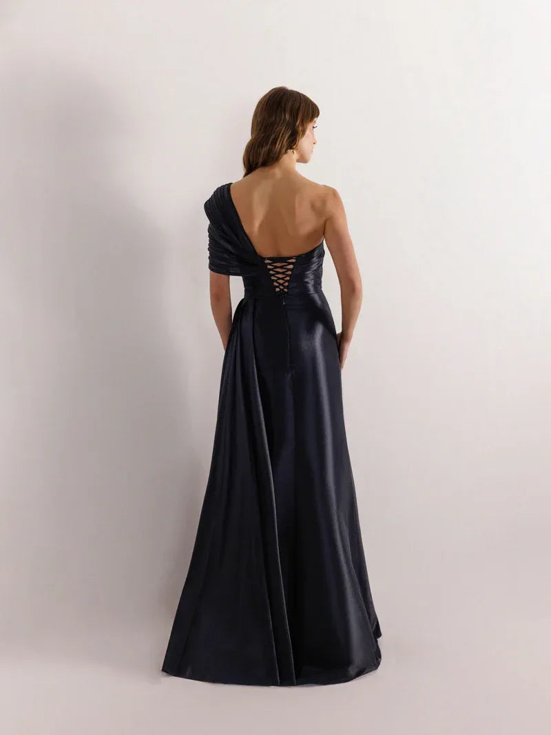 A25021-Straplez Yırtmaçlı Balık Abiye Elbise - Kenzel