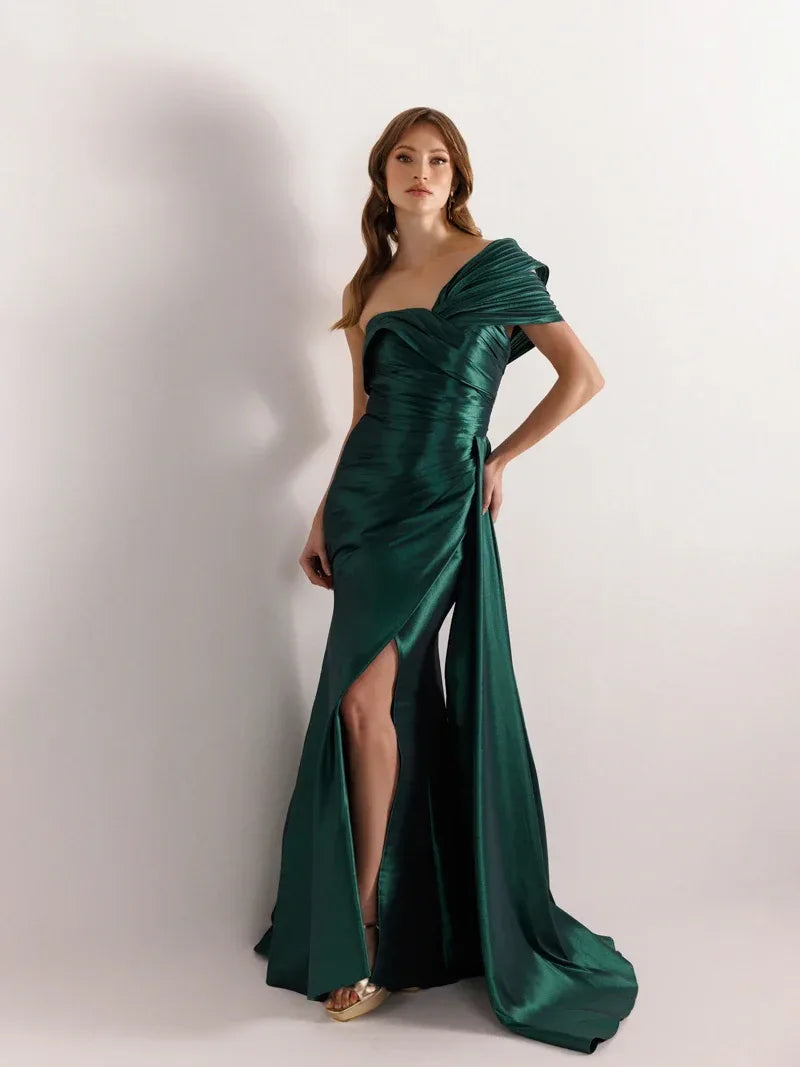 A25021-Straplez Yırtmaçlı Balık Abiye Elbise - Kenzel