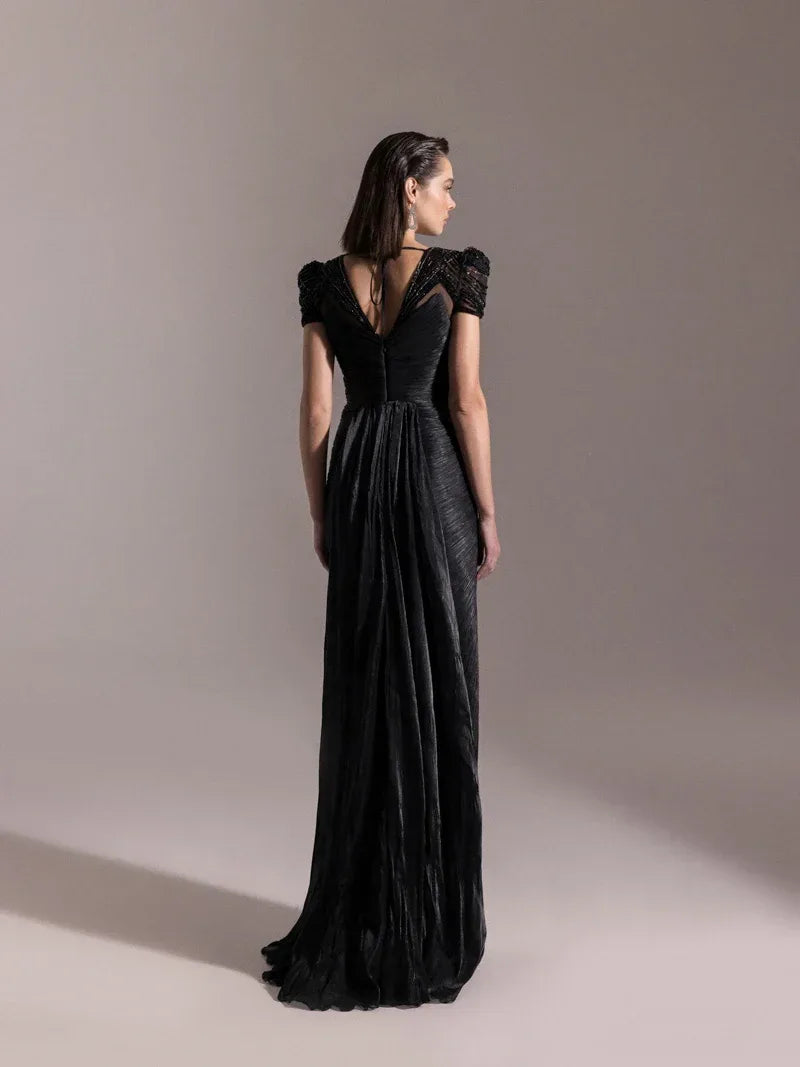 25051-Omuz İşleme Detaylı Pilise Abiye Elbise - Kenzel