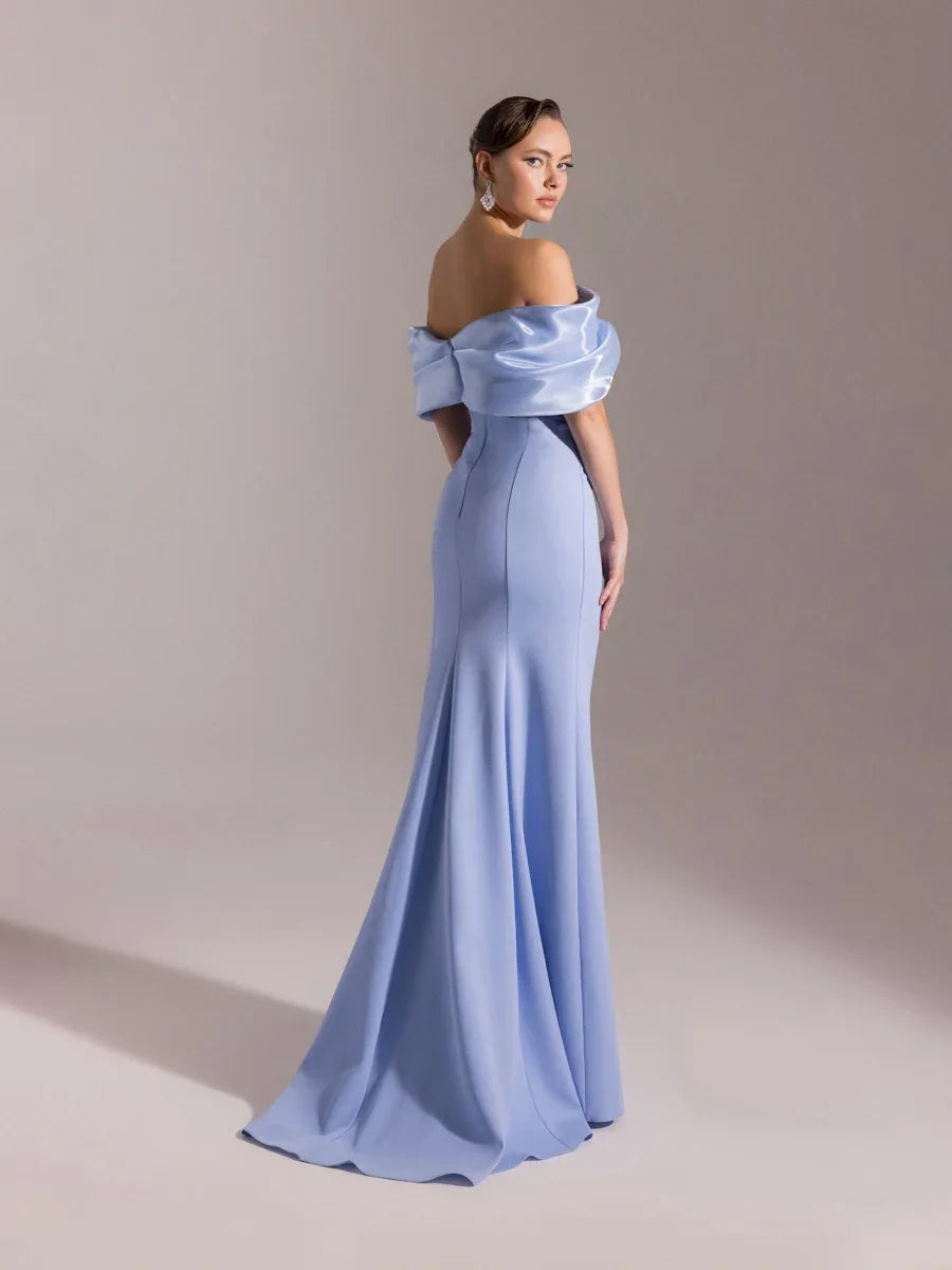 25090-Yoğun Degajeli Straplez Balık Abiye Elbise - Kenzel