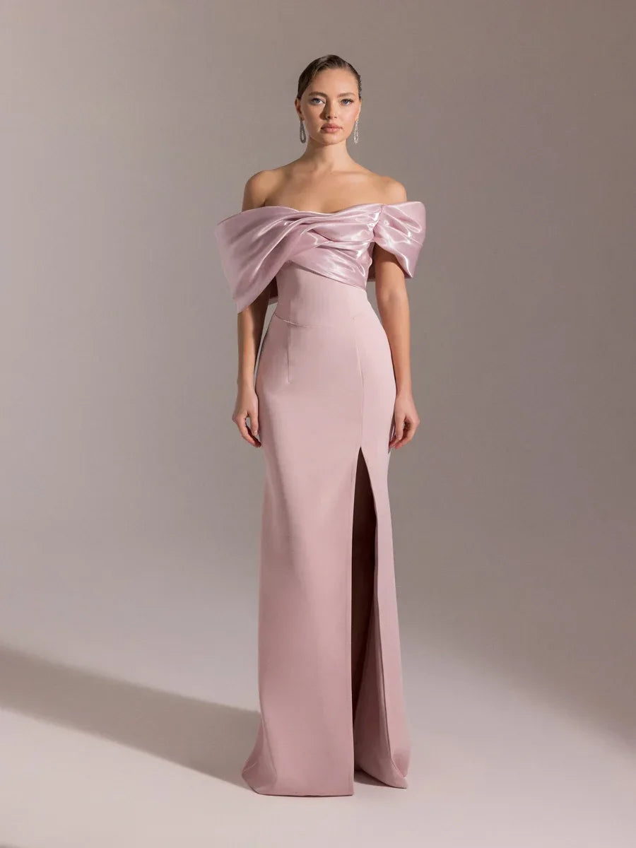 25090-Yoğun Degajeli Straplez Balık Abiye Elbise - Kenzel