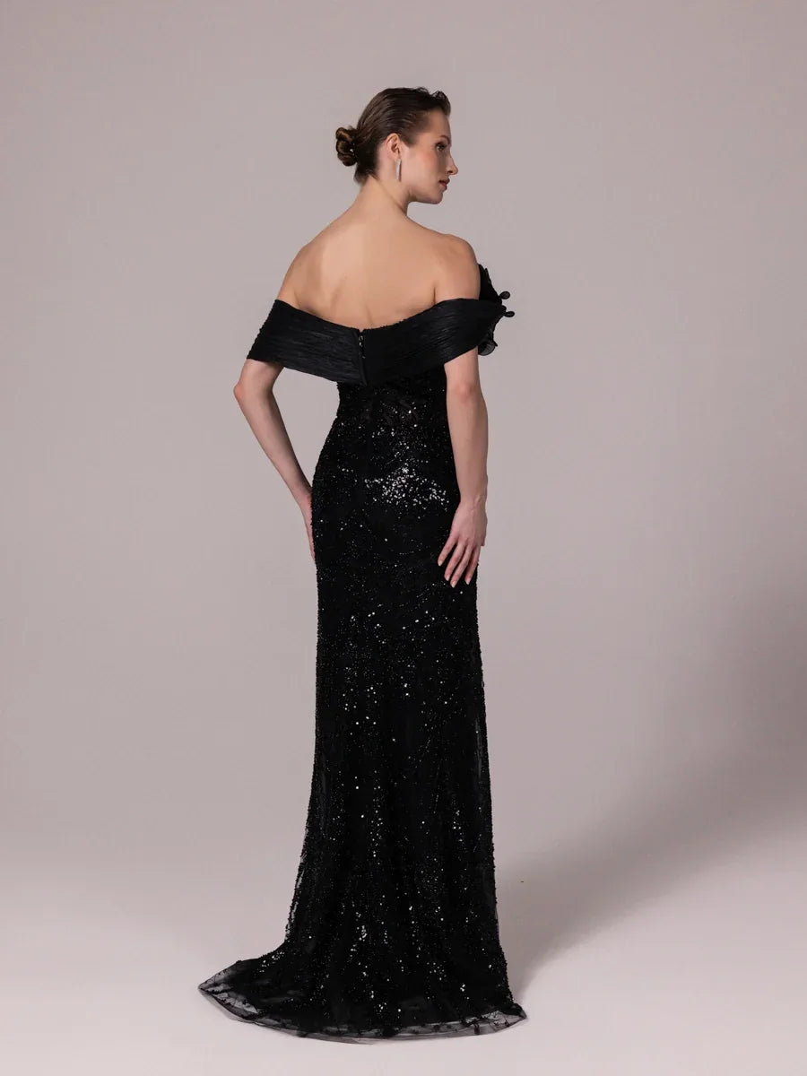 25106-Yakası Piliseli ve Çiçek Detaylı Balık Elbise - Kenzel