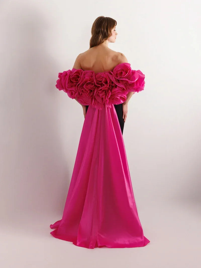 25123-Yakası İşlemeli Straplez Balık Elbise - Kenzel