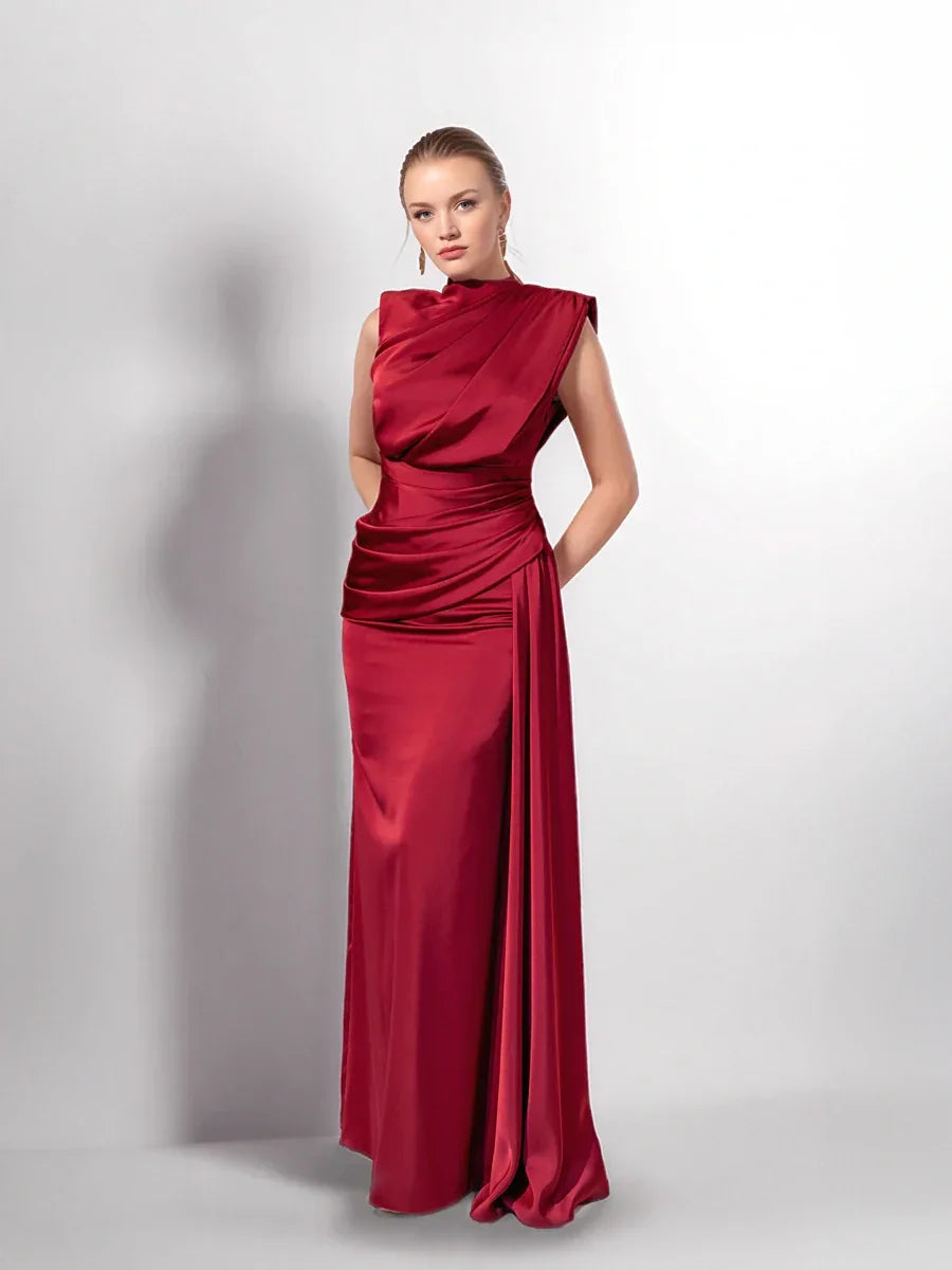 25149-Degaje Dökümlü Yan Kuyruk Detaylı Abiye Elbise - Kenzel