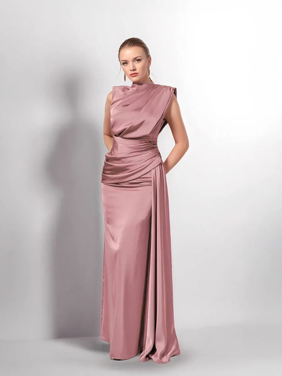 25149-Degaje Dökümlü Yan Kuyruk Detaylı Abiye Elbise - Kenzel