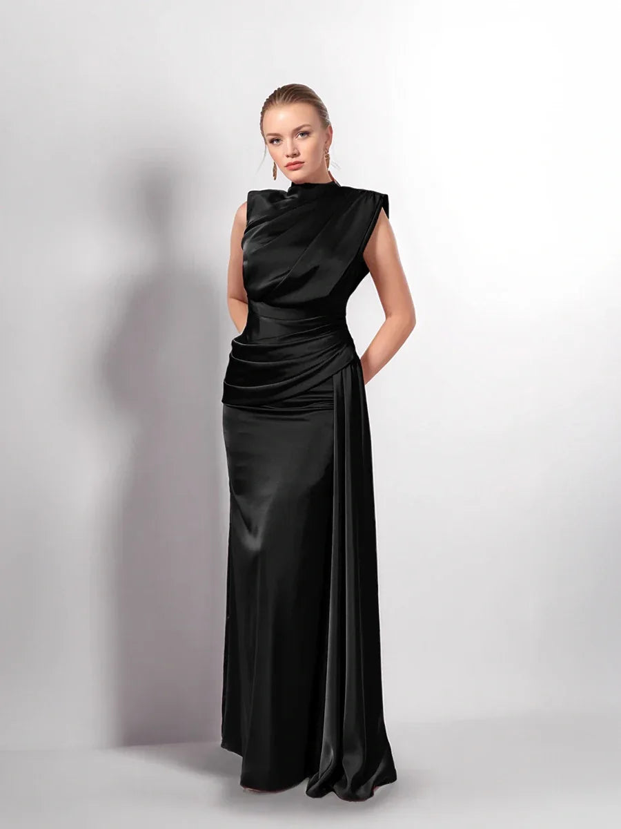 25149-Degaje Dökümlü Yan Kuyruk Detaylı Abiye Elbise - Kenzel