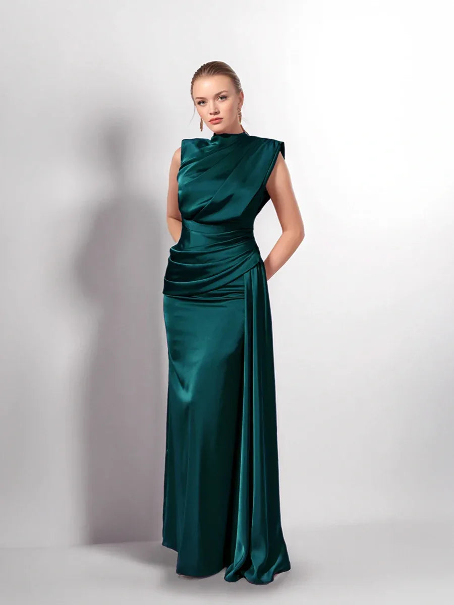 25149-Degaje Dökümlü Yan Kuyruk Detaylı Abiye Elbise - Kenzel