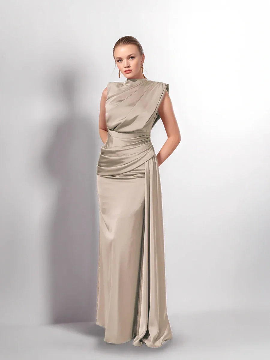 25149-Degaje Dökümlü Yan Kuyruk Detaylı Abiye Elbise - Kenzel