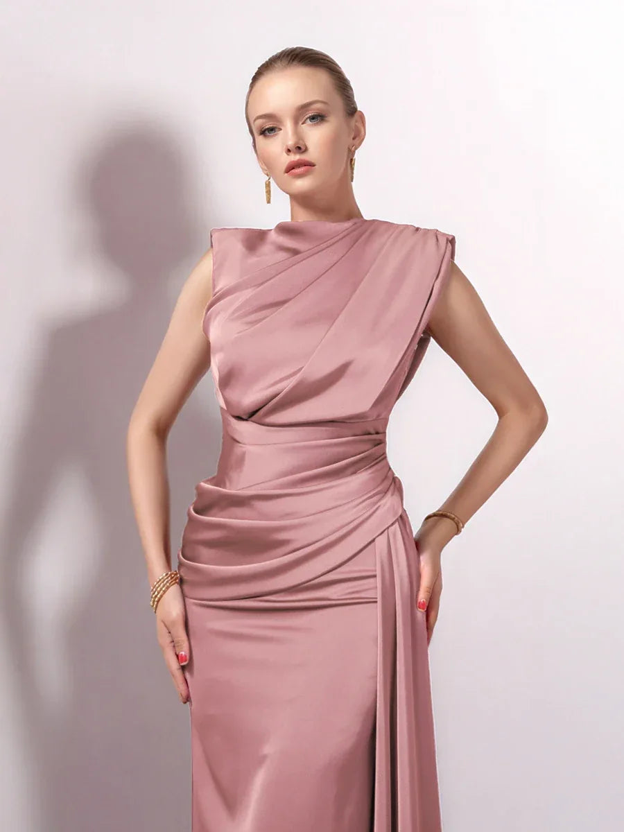 25149-Degaje Dökümlü Yan Kuyruk Detaylı Abiye Elbise - Kenzel