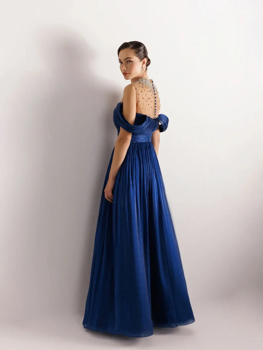 25159-Straplez Görünümlü Pliseli Kabarık Elbise - Kenzel