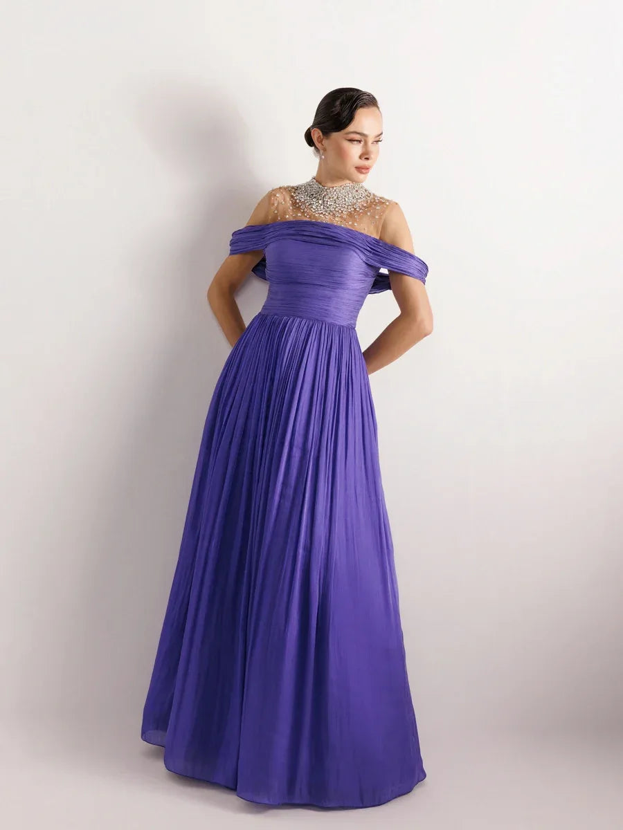 25159-Straplez Görünümlü Pliseli Kabarık Elbise - Kenzel