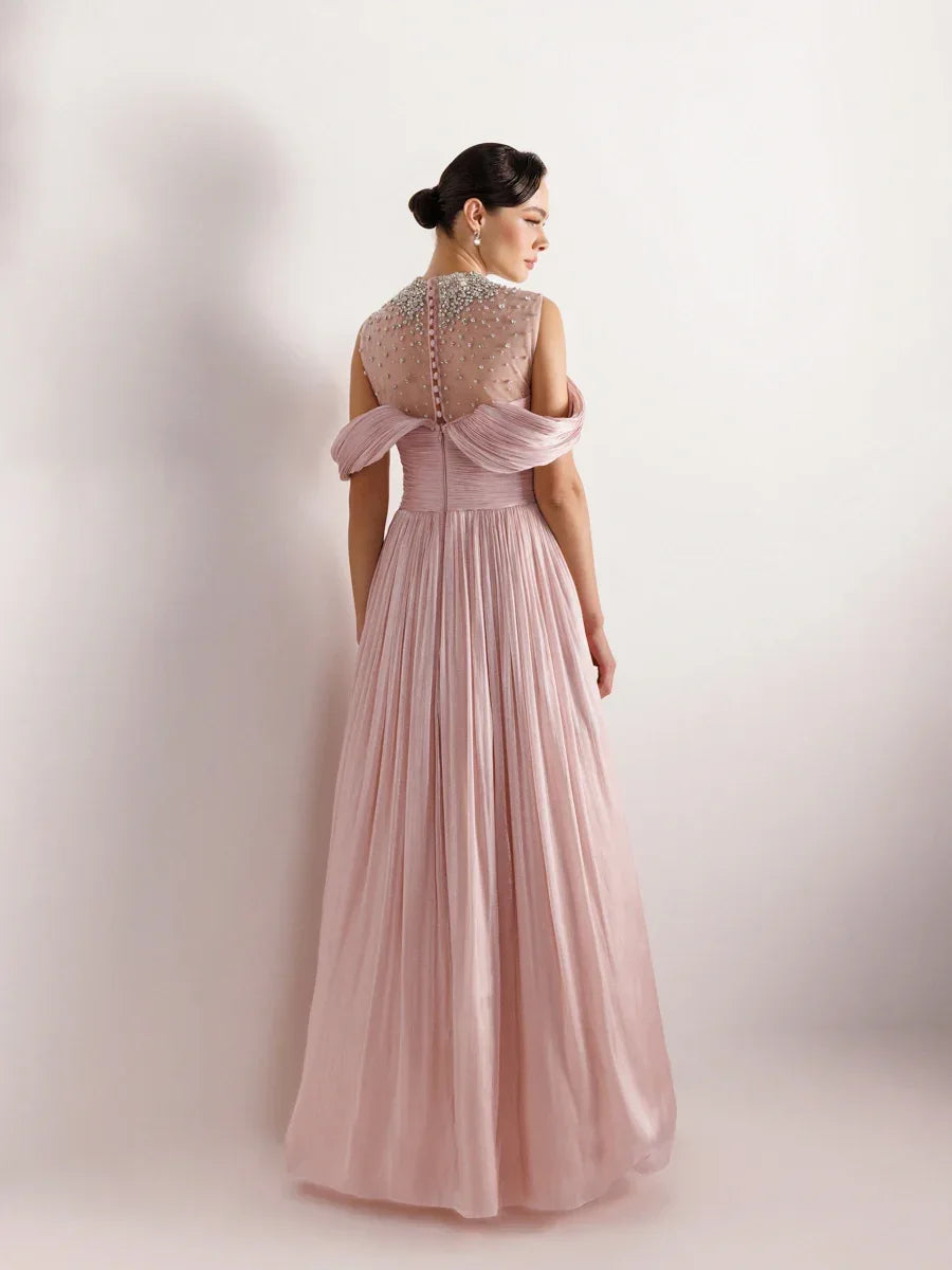 25159-Straplez Görünümlü Pliseli Kabarık Elbise - Kenzel