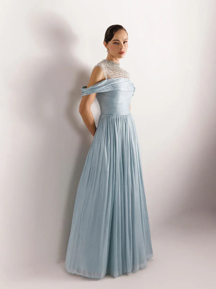 25159-Straplez Görünümlü Pliseli Kabarık Elbise - Kenzel