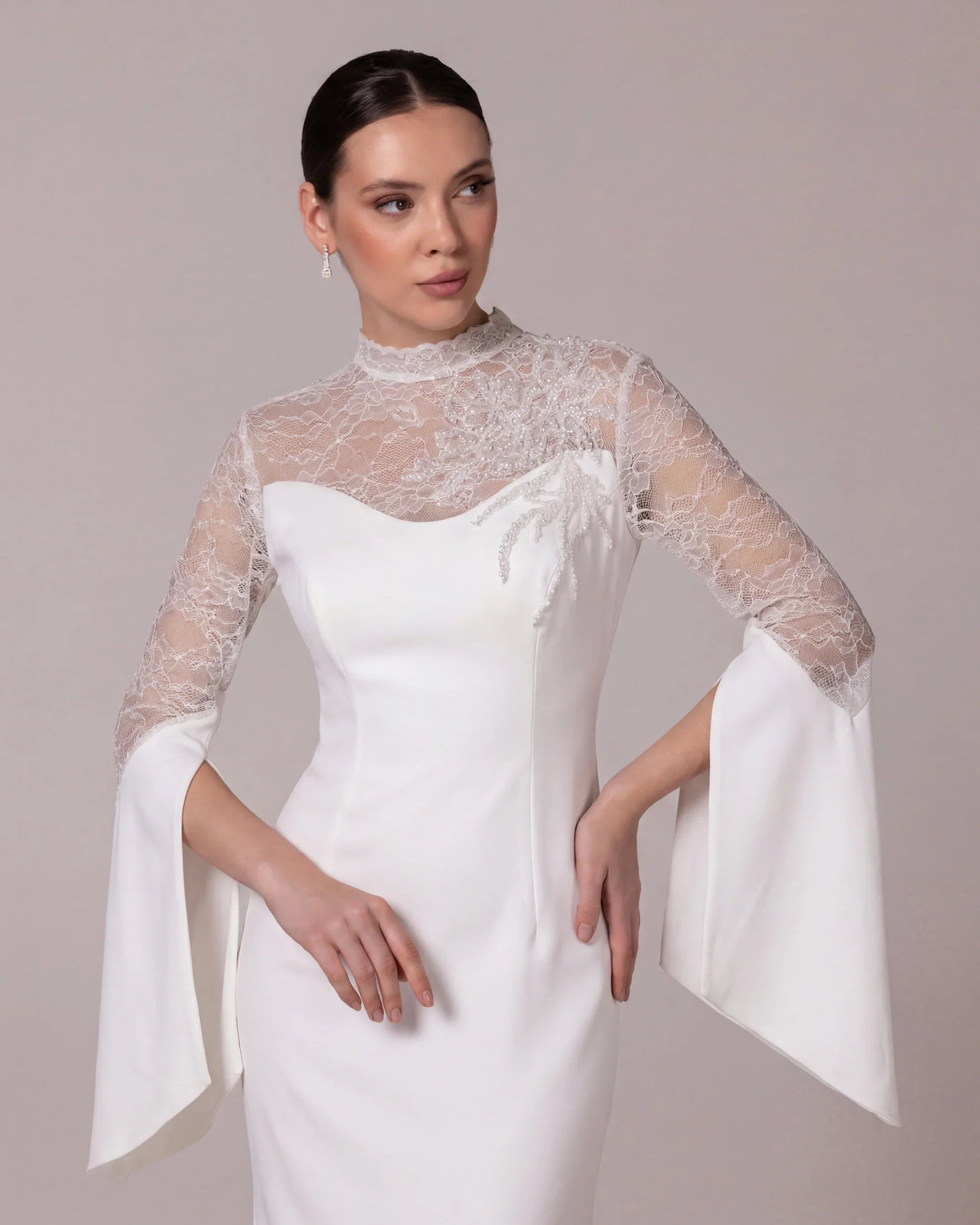 25178-Lace Collar Cape Sleeve