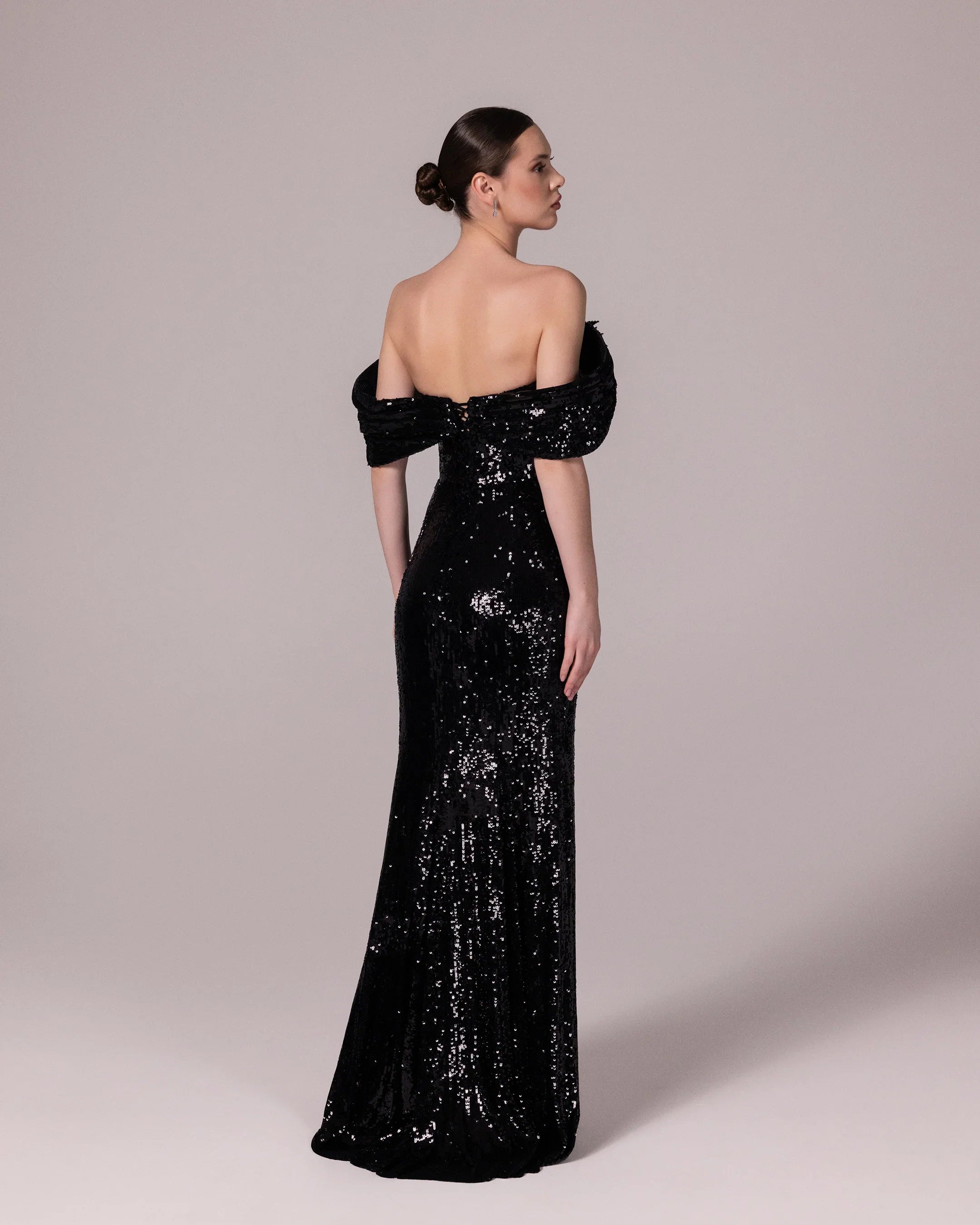 A25184-Shoulder Cut-Out Shimmering Evening Dress