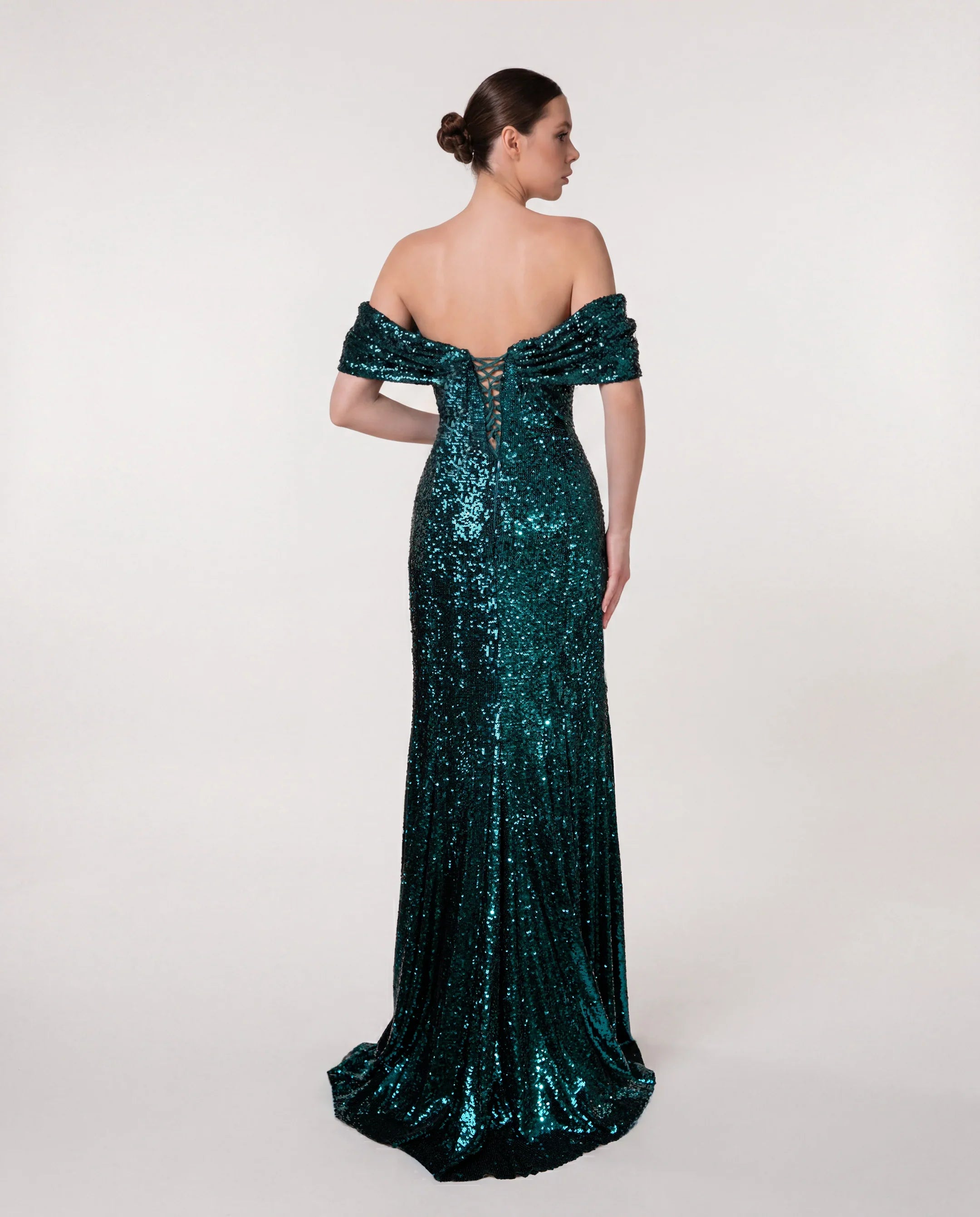 A25184-Shoulder Cut-Out Shimmering Evening Dress