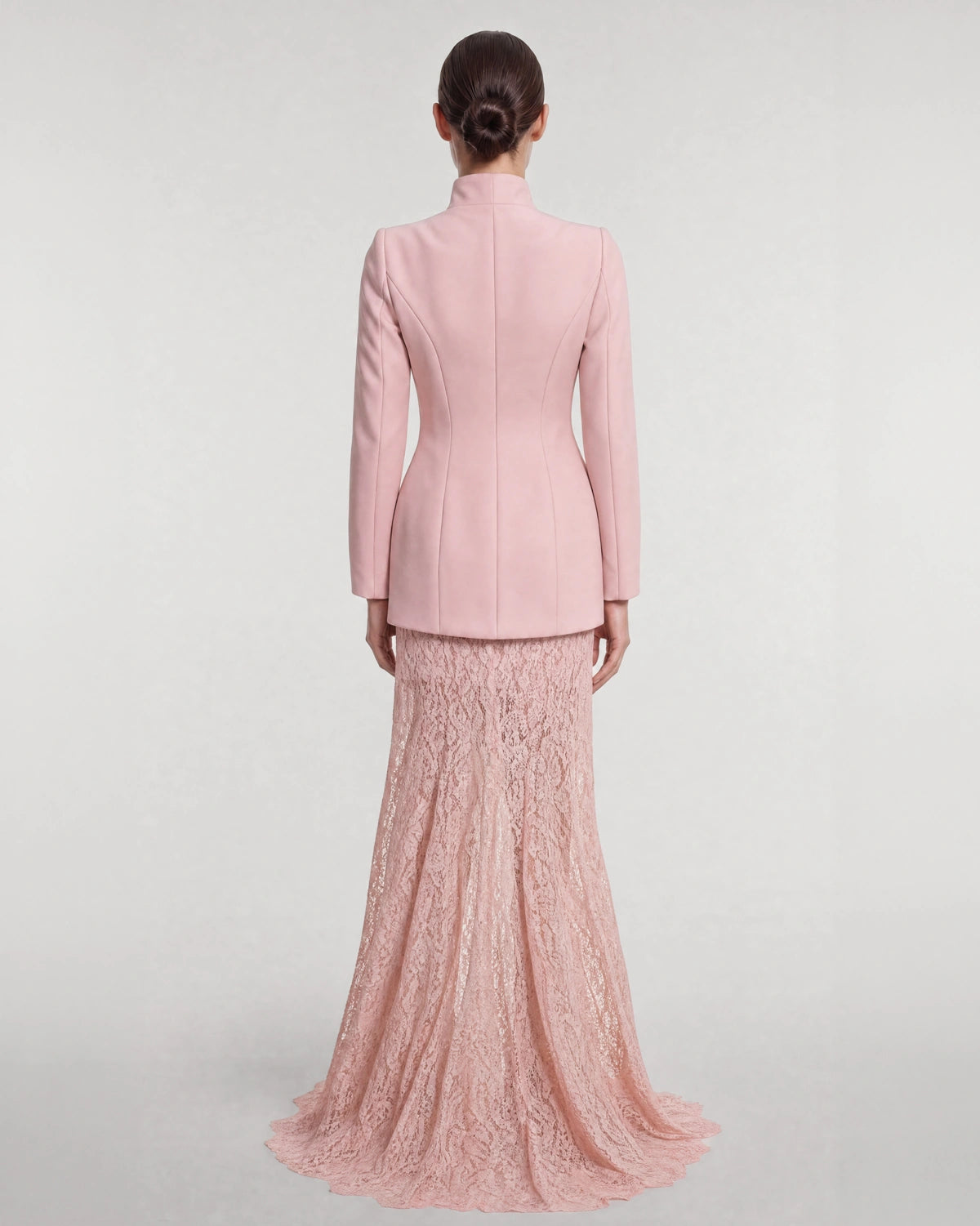 A25198-Couture Evening Gown with Lace Skirt Detail
