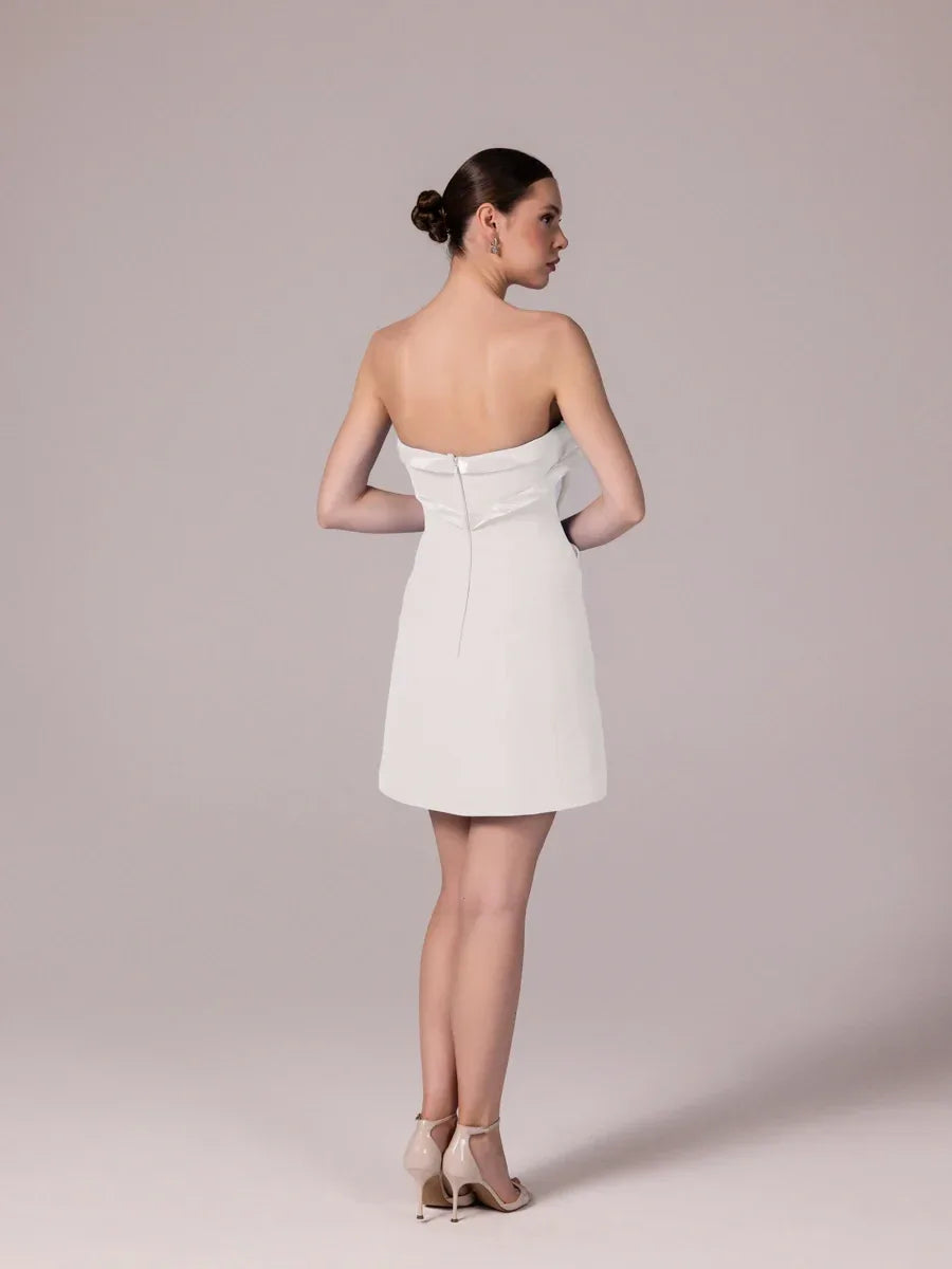 25302-Fiyonk Detaylı Kuplu Mini Elbise - Kenzel