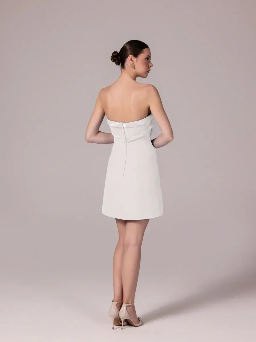 25302-Fiyonk Detaylı Kuplu Mini Elbise - Kenzel