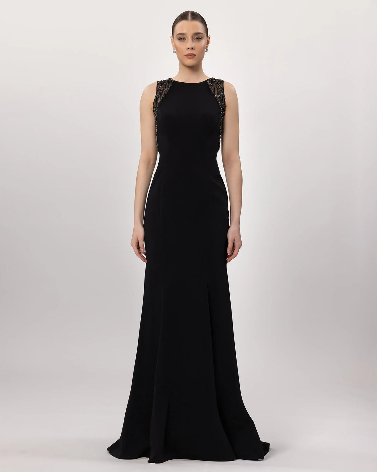 26057-Embroidered Backless Transparent Mermaid Evening Dress