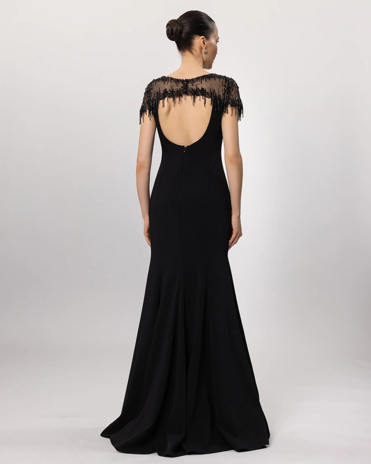 26058-Stone Embellished Fishtail Evening Dress
