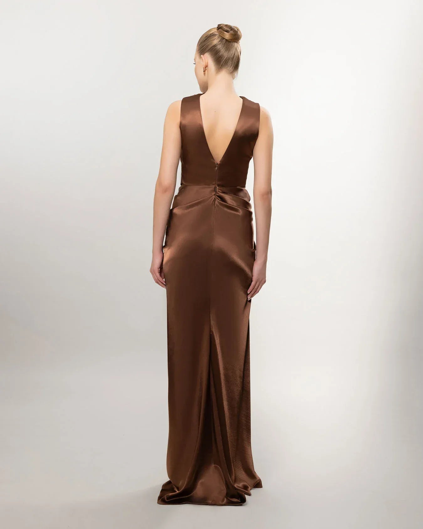 26082-Drapeli Yırtmaçlı Uzun Abiye Elbise - Kenzel