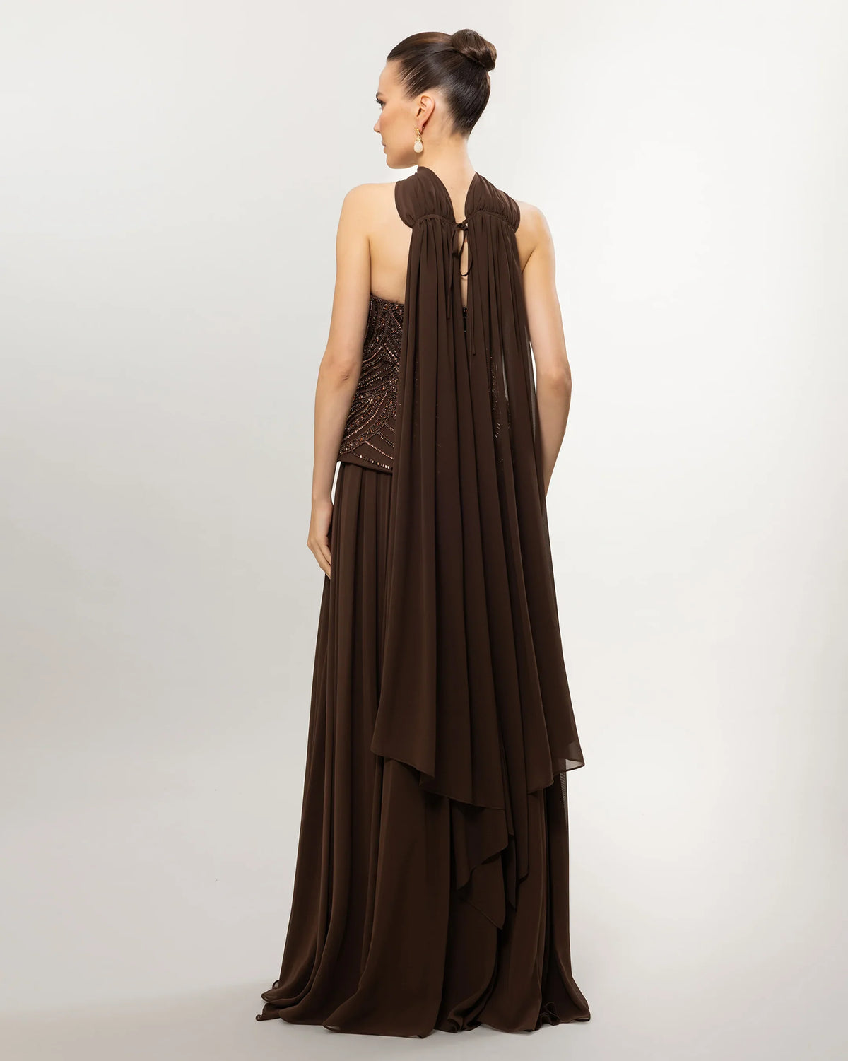 26114-Long Evening Dress with Embellished Corset