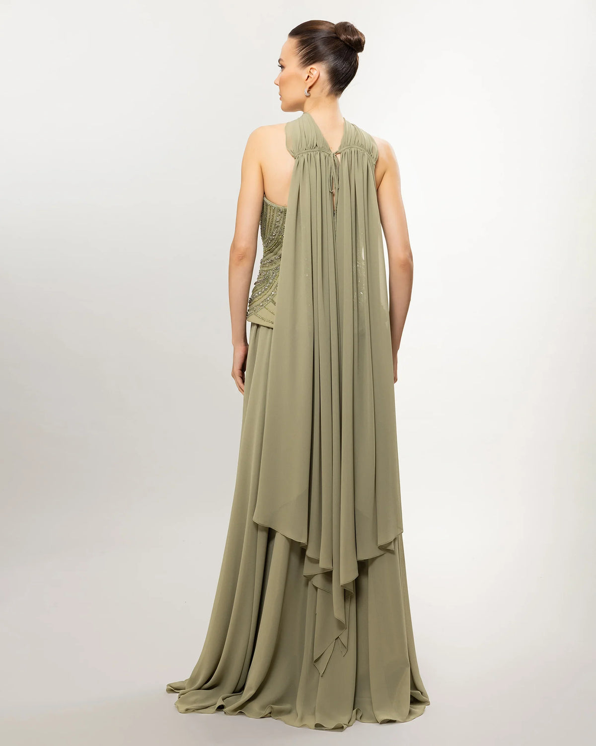 26114-Long Evening Dress with Embellished Corset