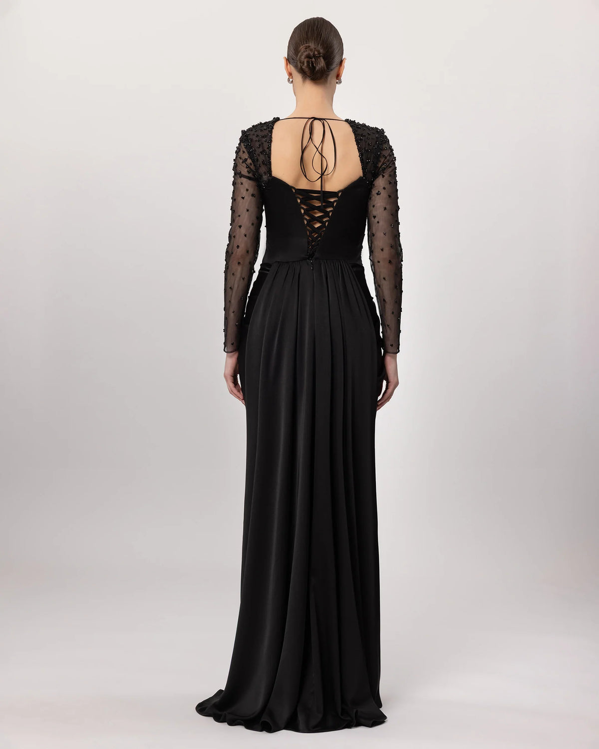 26152 - Embroidered, Slit Long Evening Dress