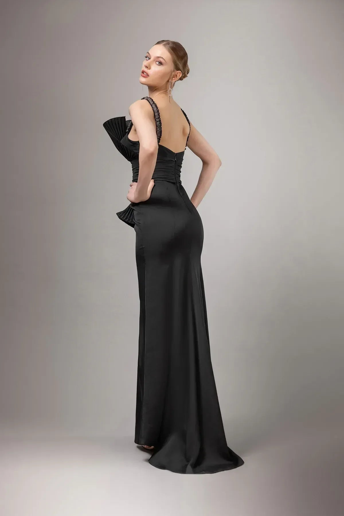 7008 - Yırtmaçlı Askılı Uzun Elbise - Kenzel