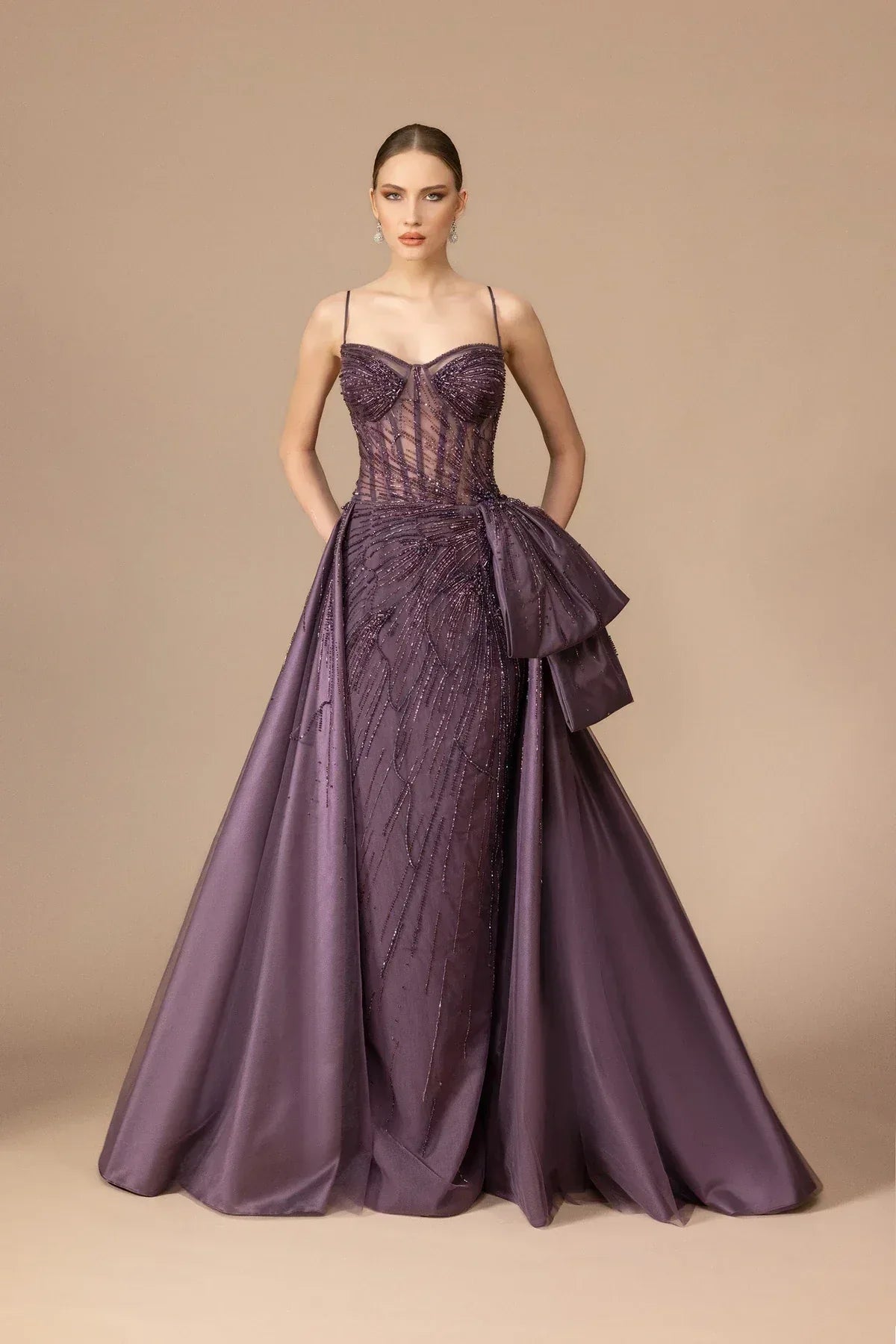 7036-Askılı İşlemeli Uzun Elbise - Kenzel