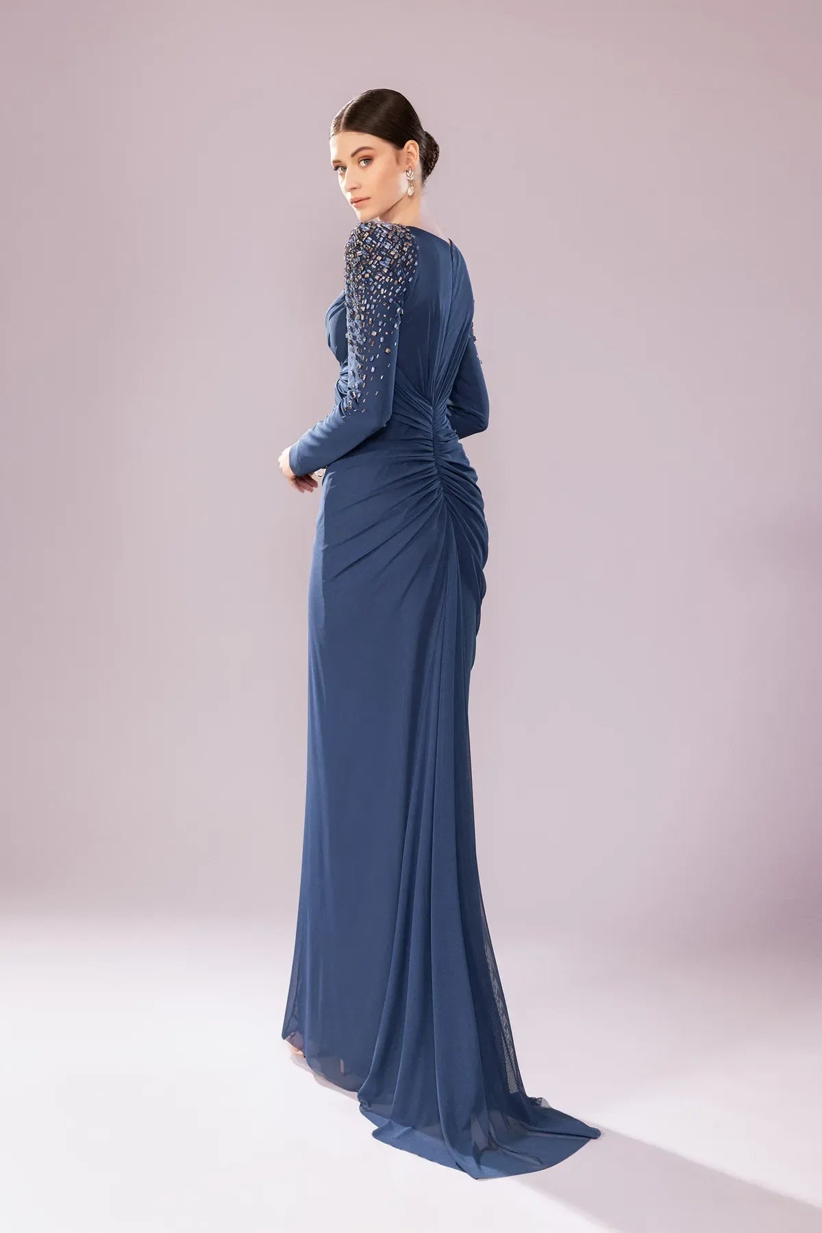 7201 - Taş İşlemeli Uzun Kollu Tesettür Elbise - Kenzel