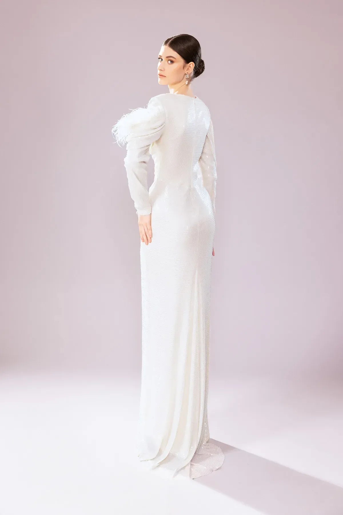 7202-Otrişli Payet Kumaş Uzun Tesettür Abiye Elbise - Kenzel