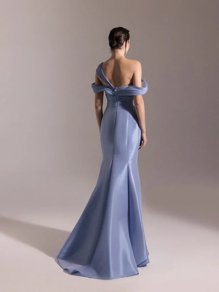 A25034-Kolları Şal Görünümlü Piliseli Balık Elbise - Kenzel