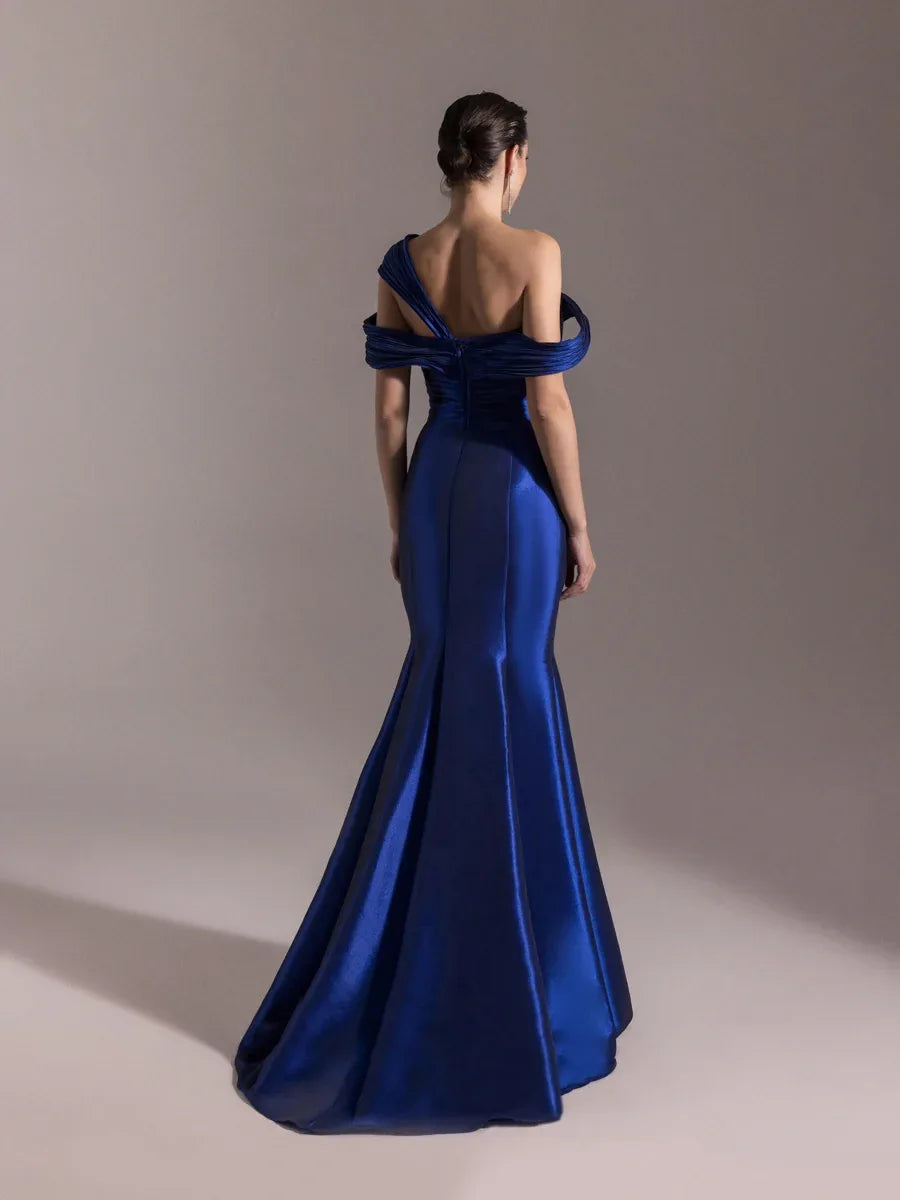 A25034-Kolları Şal Görünümlü Piliseli Balık Elbise - Kenzel