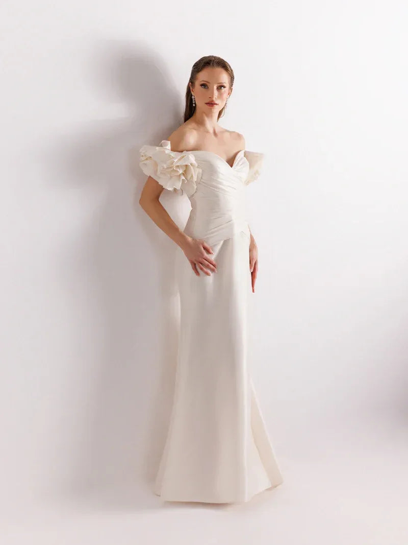 A25069-Balon Kollu Balık Abiye Elbise - Kenzel