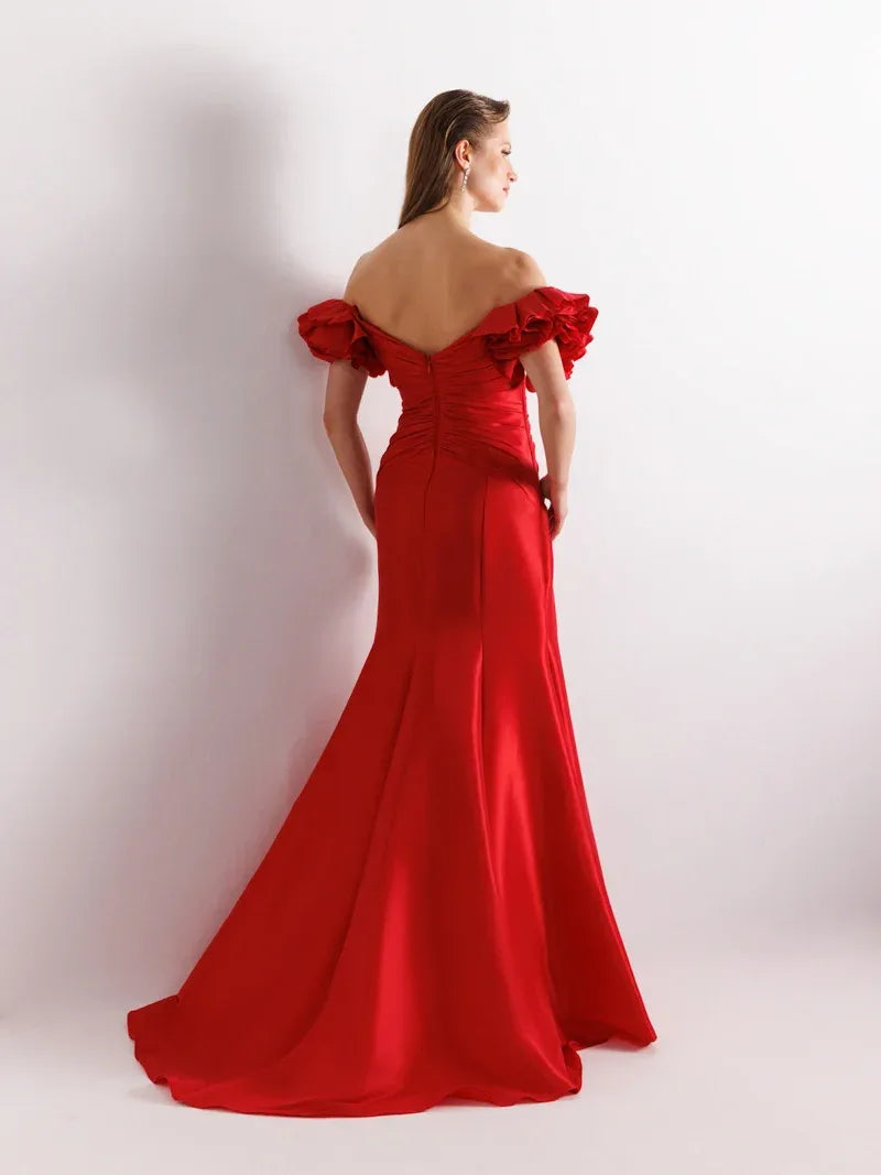 A25069-Balon Kollu Balık Abiye Elbise - Kenzel