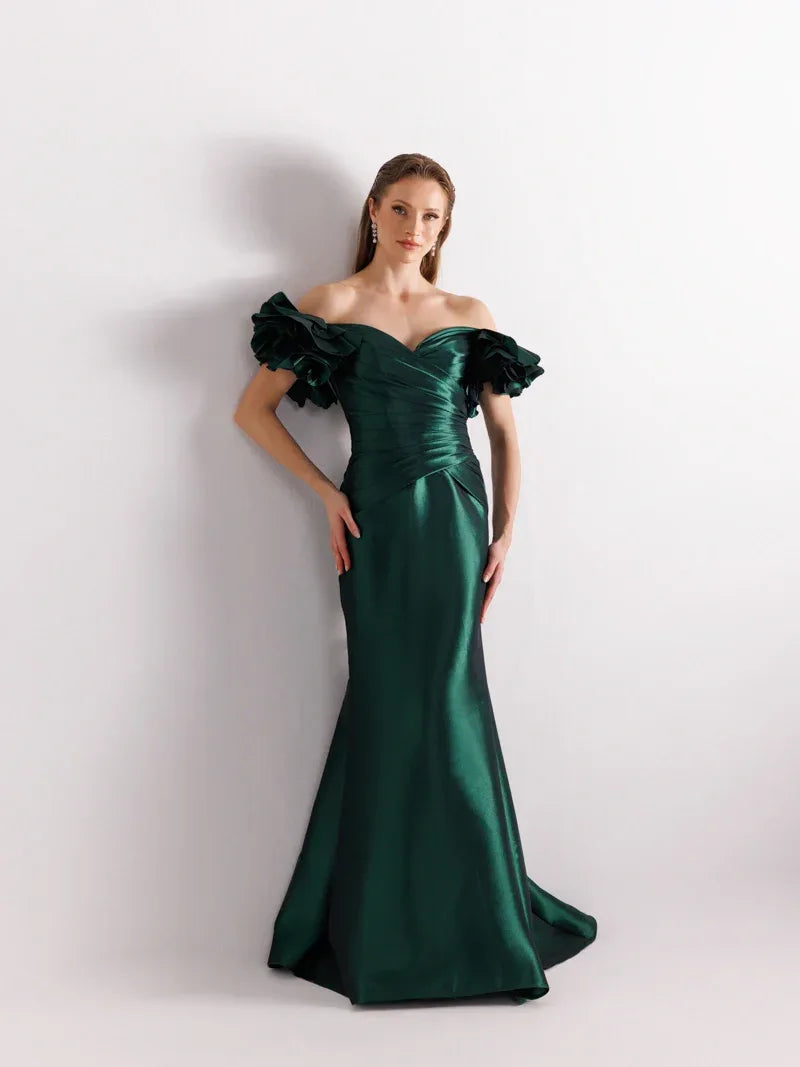 A25069-Balon Kollu Balık Abiye Elbise - Kenzel