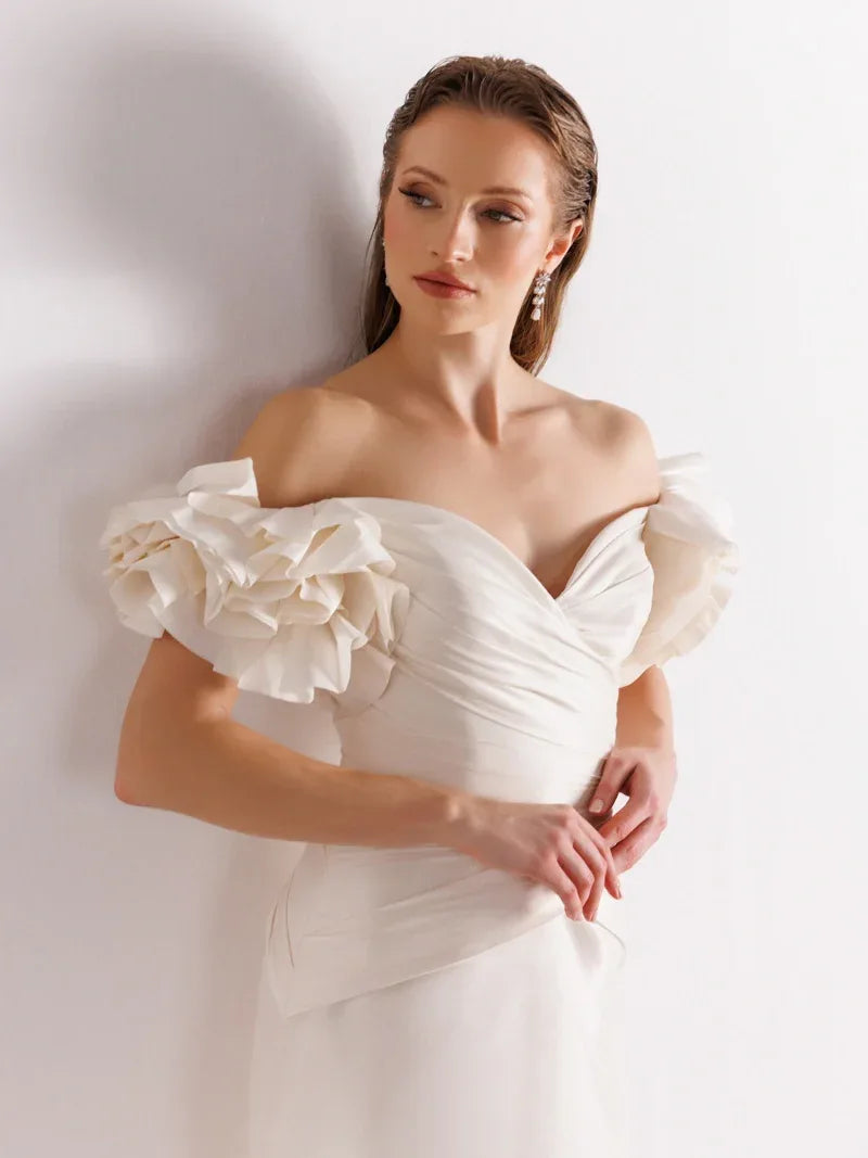 A25069-Balon Kollu Balık Abiye Elbise - Kenzel