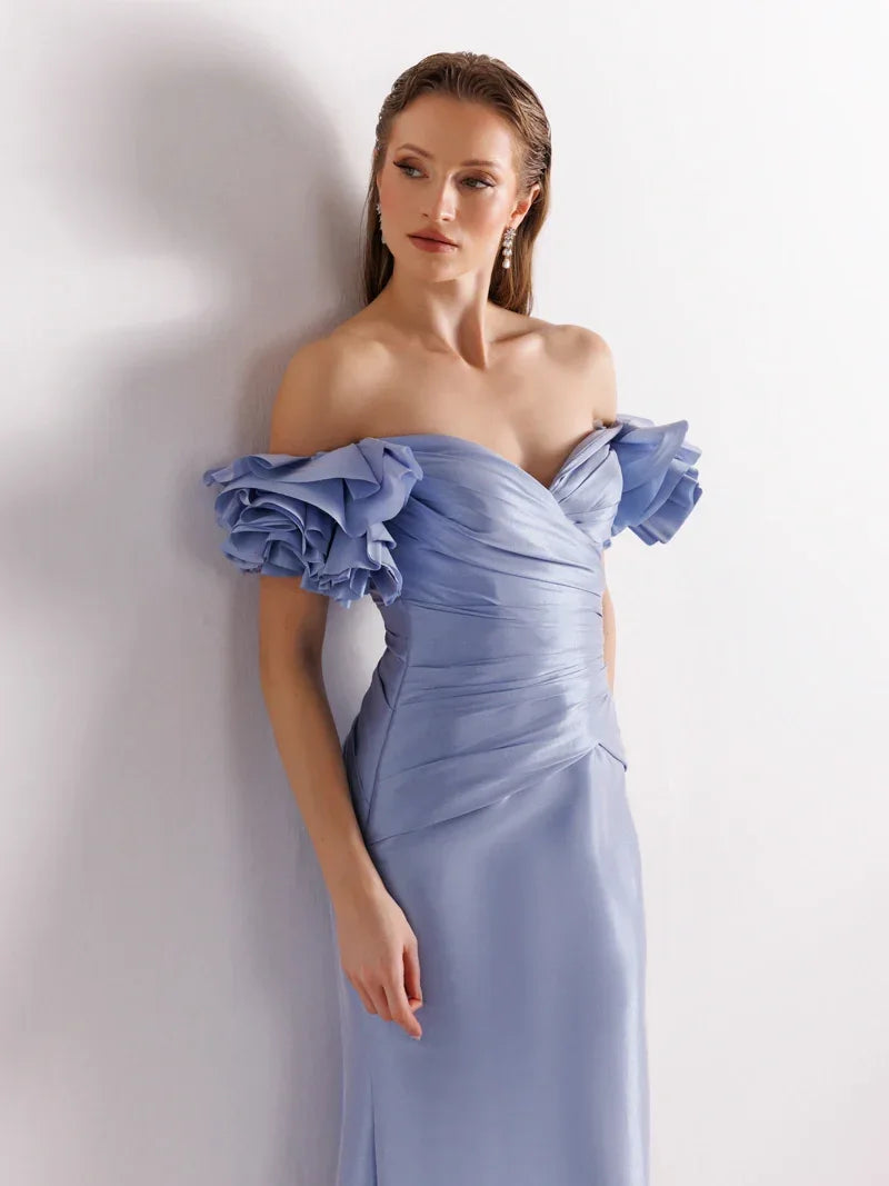 A25069-Balon Kollu Balık Abiye Elbise - Kenzel