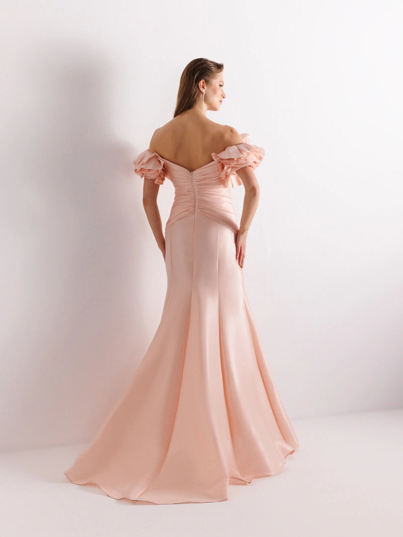 A25069-Balon Kollu Balık Abiye Elbise