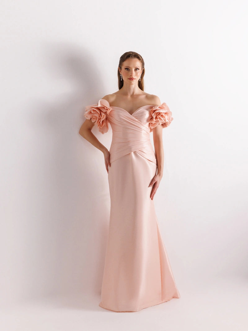 A25069-Balon Kollu Balık Abiye Elbise